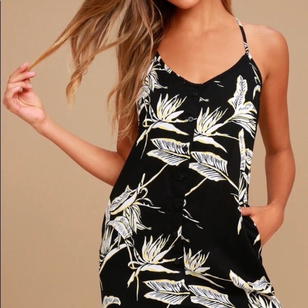Obey Jones Black Print Shift Dress